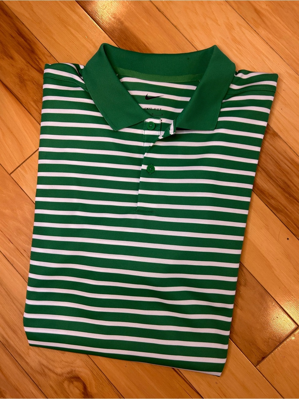 Nike Men’s Dri-Fit Green & White Striped Polo Shirt